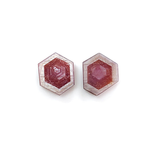ruby hexagon shape flat slices
