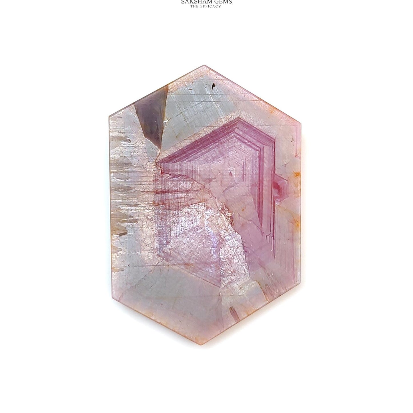 Rosemary Pink Sapphire Flat Slices: Natural Untreated Sheen Sapphire Gemstone Hexagon Shape 1pc for Jewelry September Birthstone