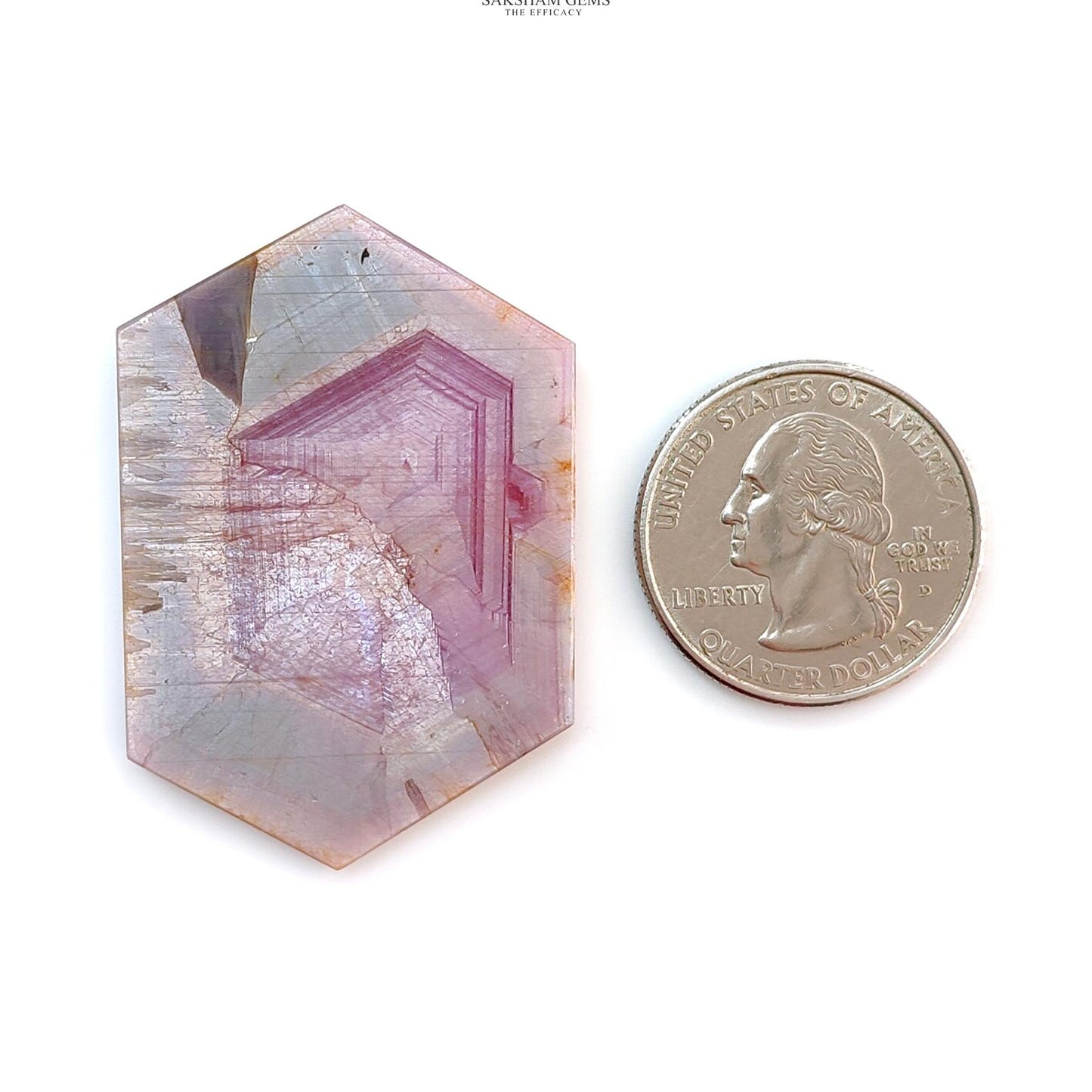 Rosemary Pink Sapphire Flat Slices: Natural Untreated Sheen Sapphire Gemstone Hexagon Shape 1pc for Jewelry September Birthstone