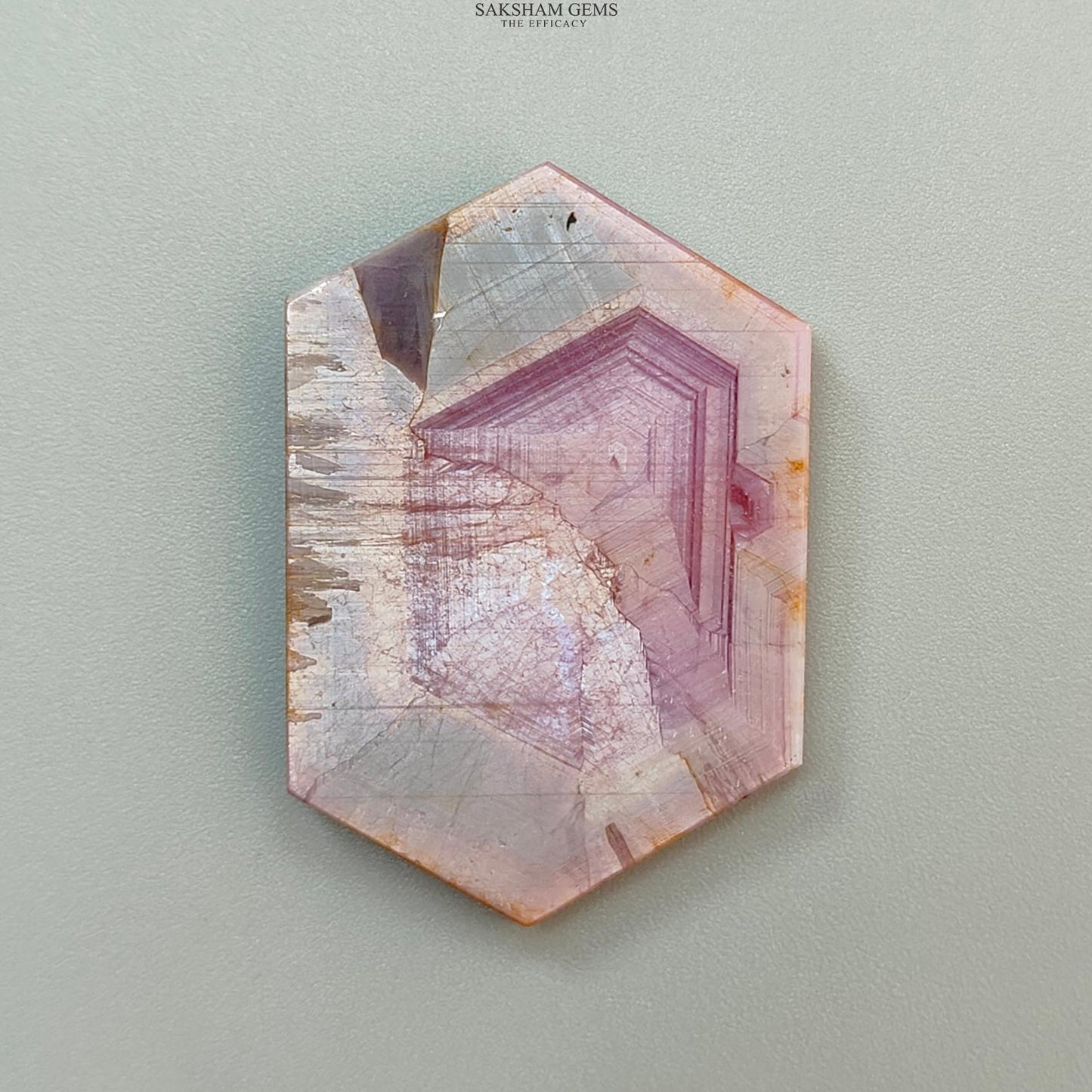 Rosemary Pink Sapphire Flat Slices: Natural Untreated Sheen Sapphire Gemstone Hexagon Shape 1pc for Jewelry September Birthstone