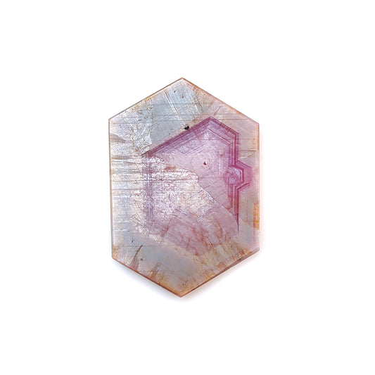pink sapphire hexagon shape flat slices
