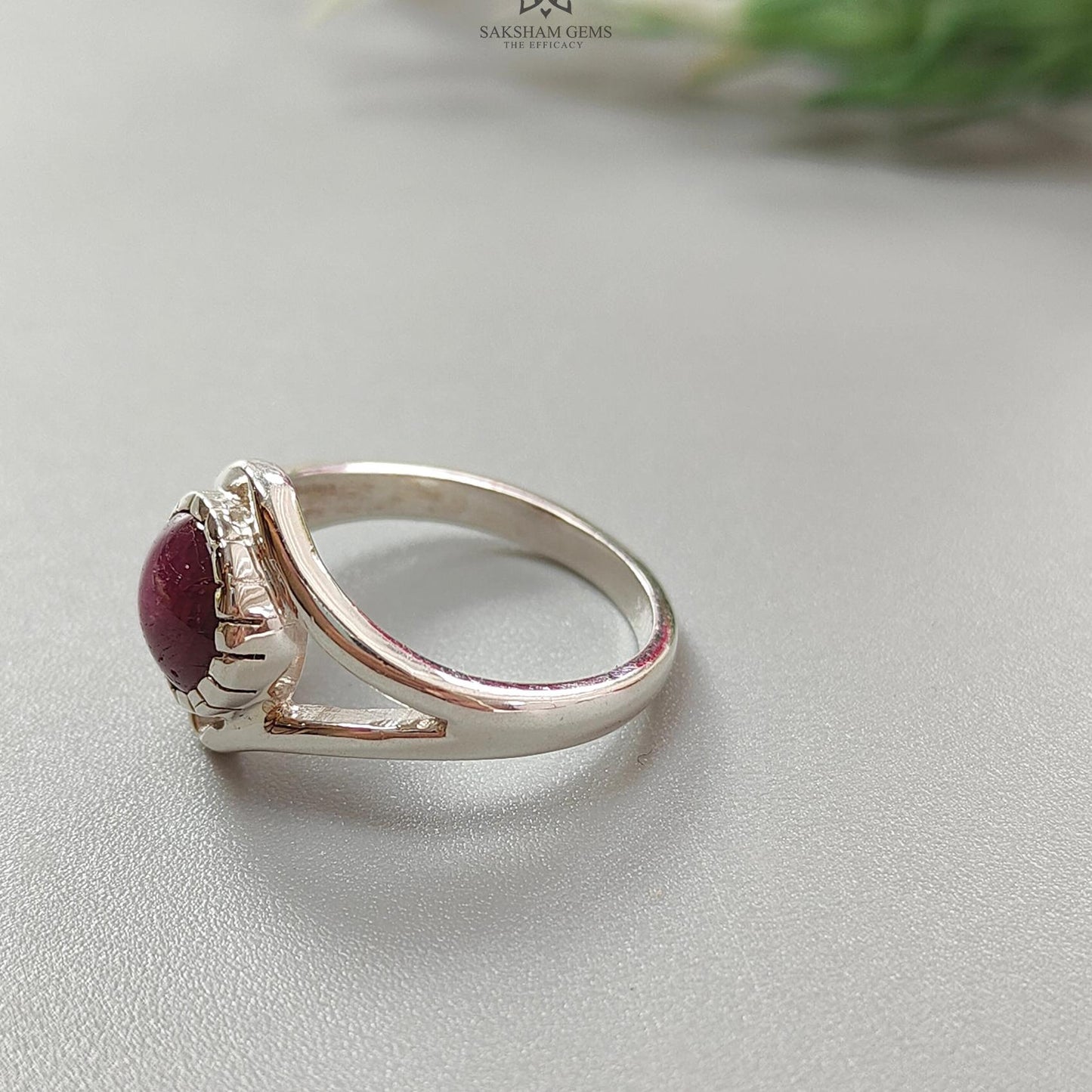 Star Ruby Silver Ring: 4.18gms Natural Star Ruby Untreated Cabochon Round Shape 925 Sterling Silver Bezel Set 7 US Ring