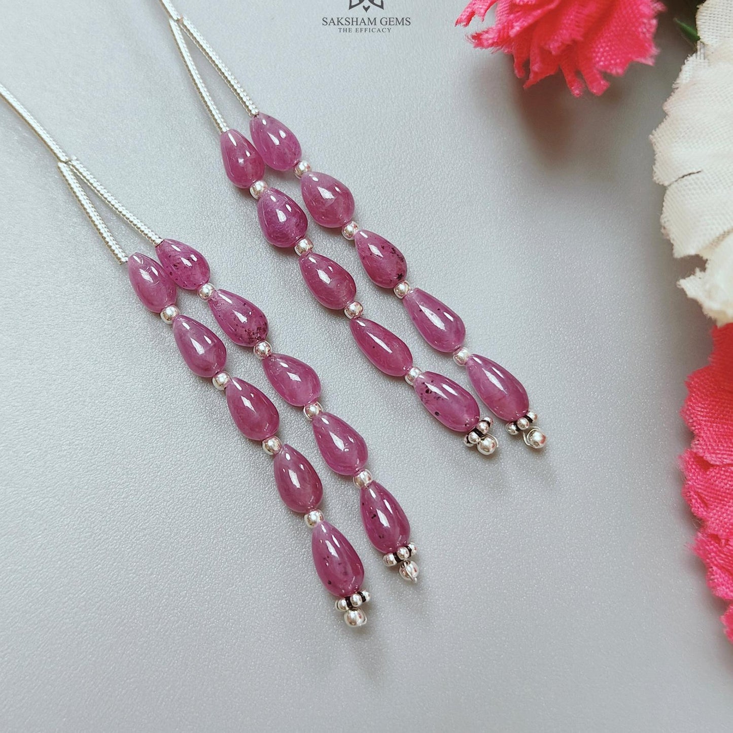 Purple Ruby Plain Loose Beads: 25.40cts Natural Untreated Ruby Cabochon Teardrops Plain Beads For Jewelry 6mm 1.50" 1 Strand