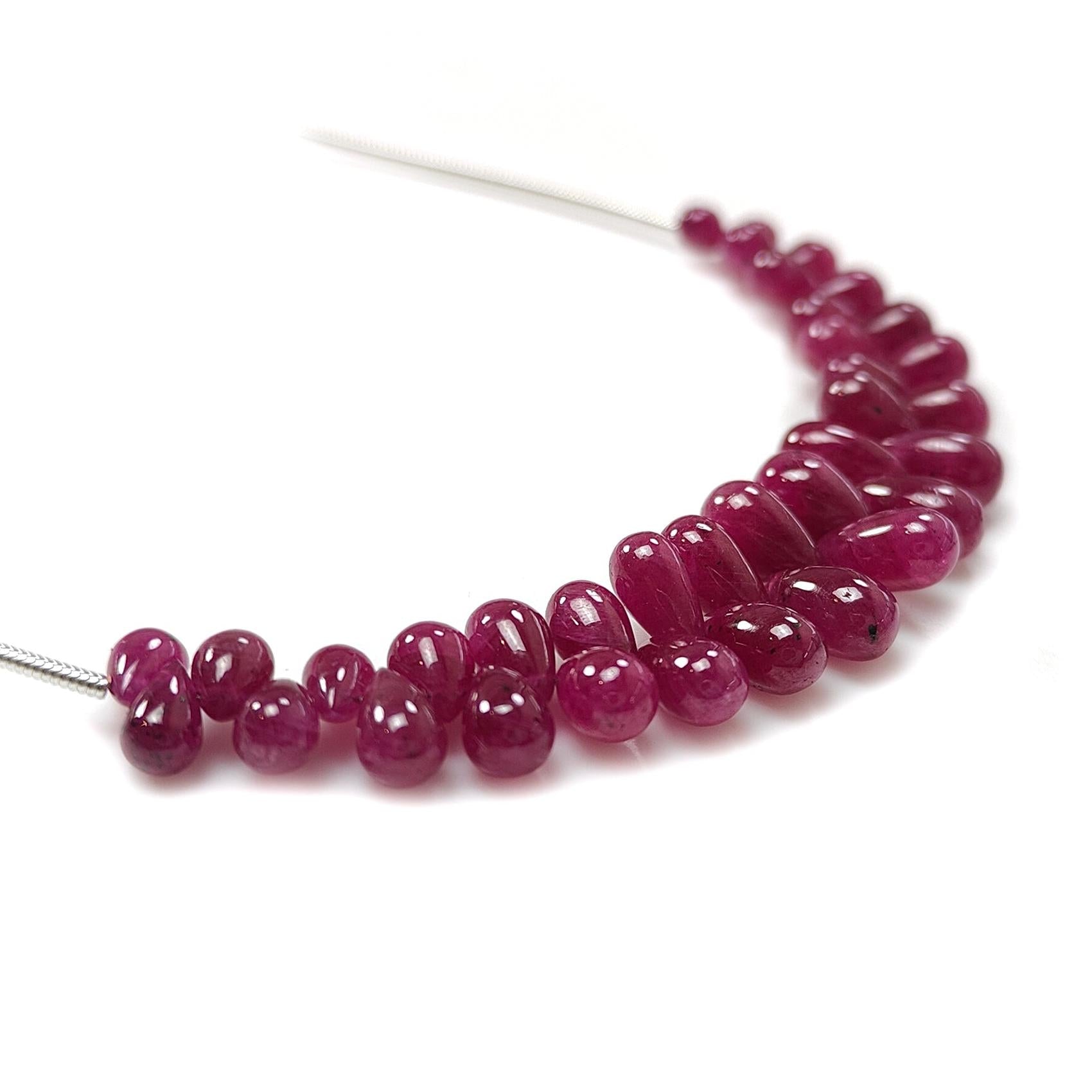 Ruby Smooth Teardrop Loose Beads