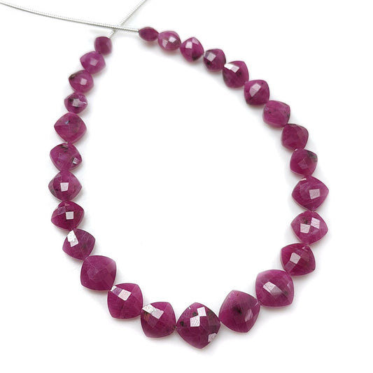 Ruby Faceted Briolette Beads