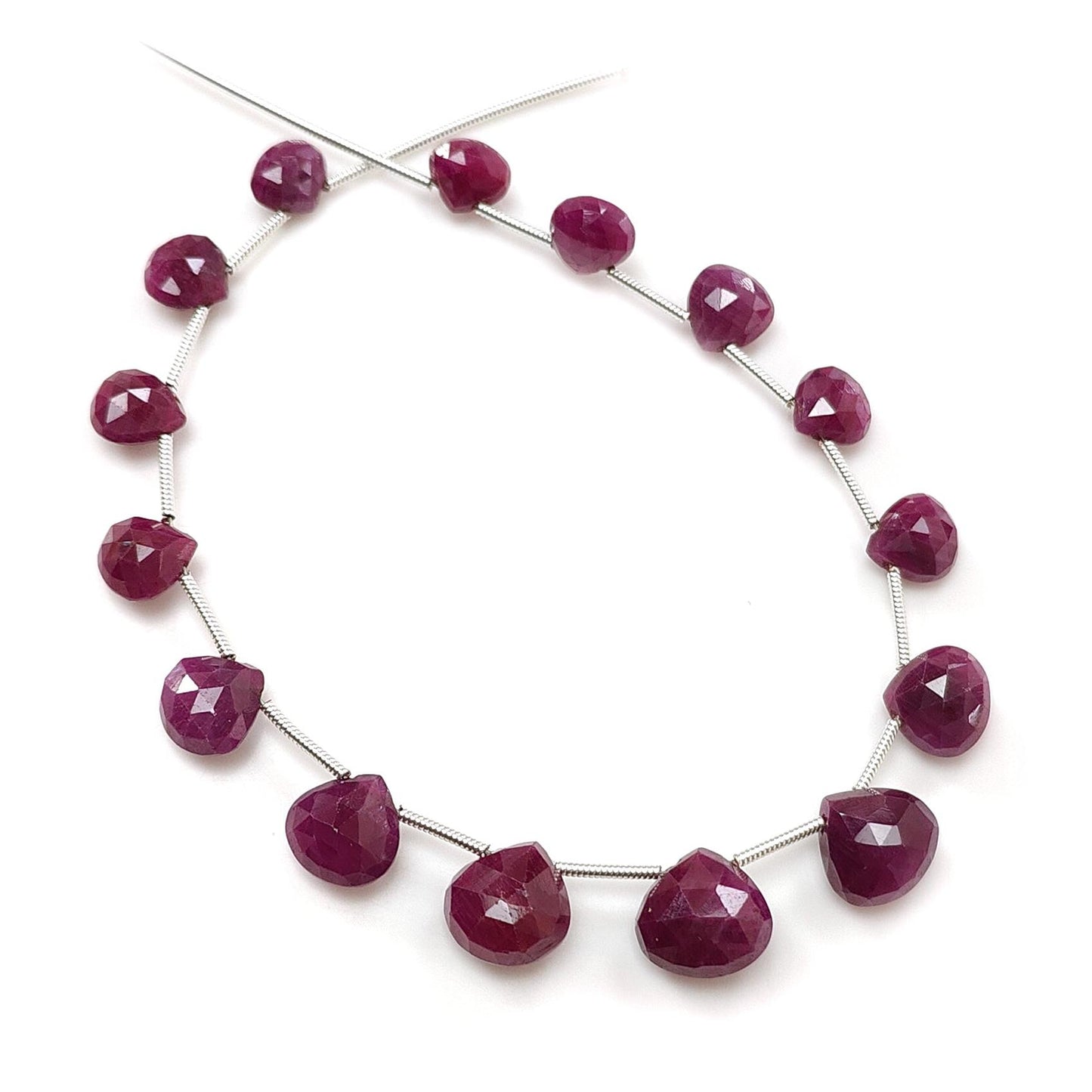 Ruby Briolette Faceted Beads