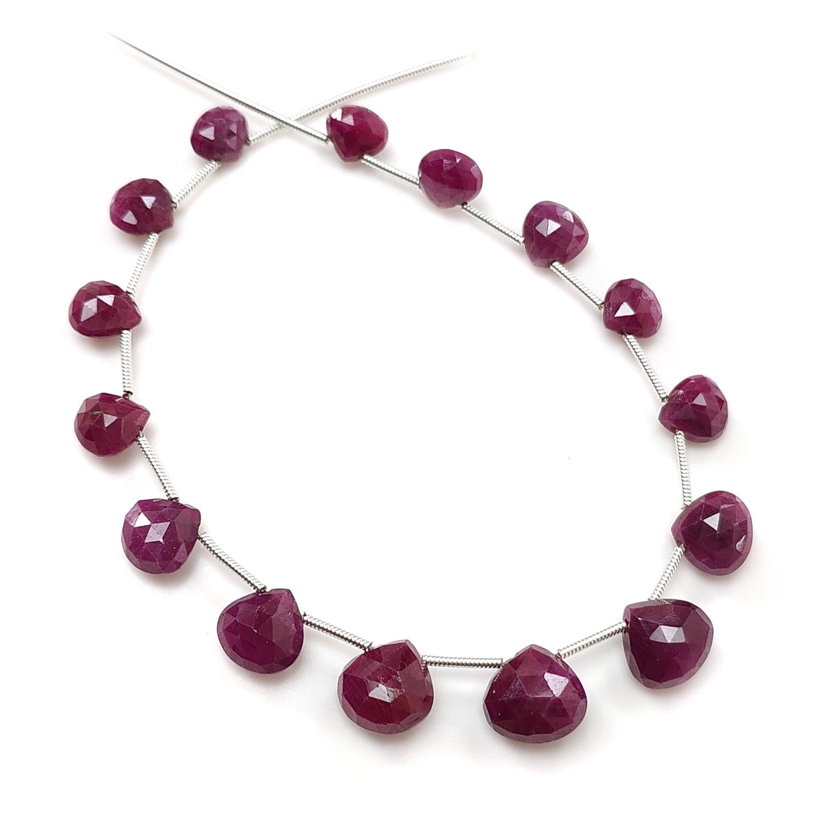 Ruby Briolette Faceted Beads