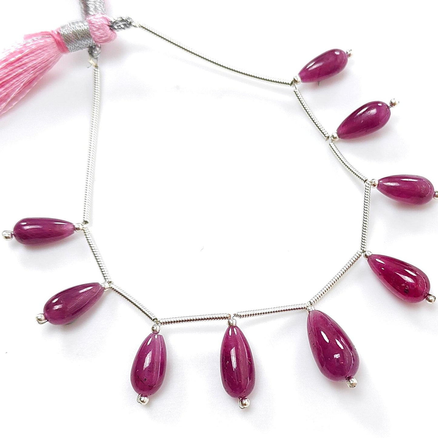 Purple Ruby Teardrop Loose Beads : Natural Untreated Ruby Gemstone 925 Sterling Silver Plain Beads For Jewelry