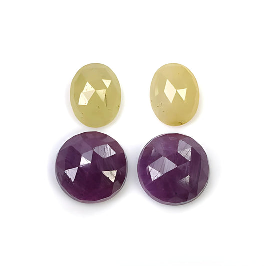 ruby, sapphire round & oval rose cut