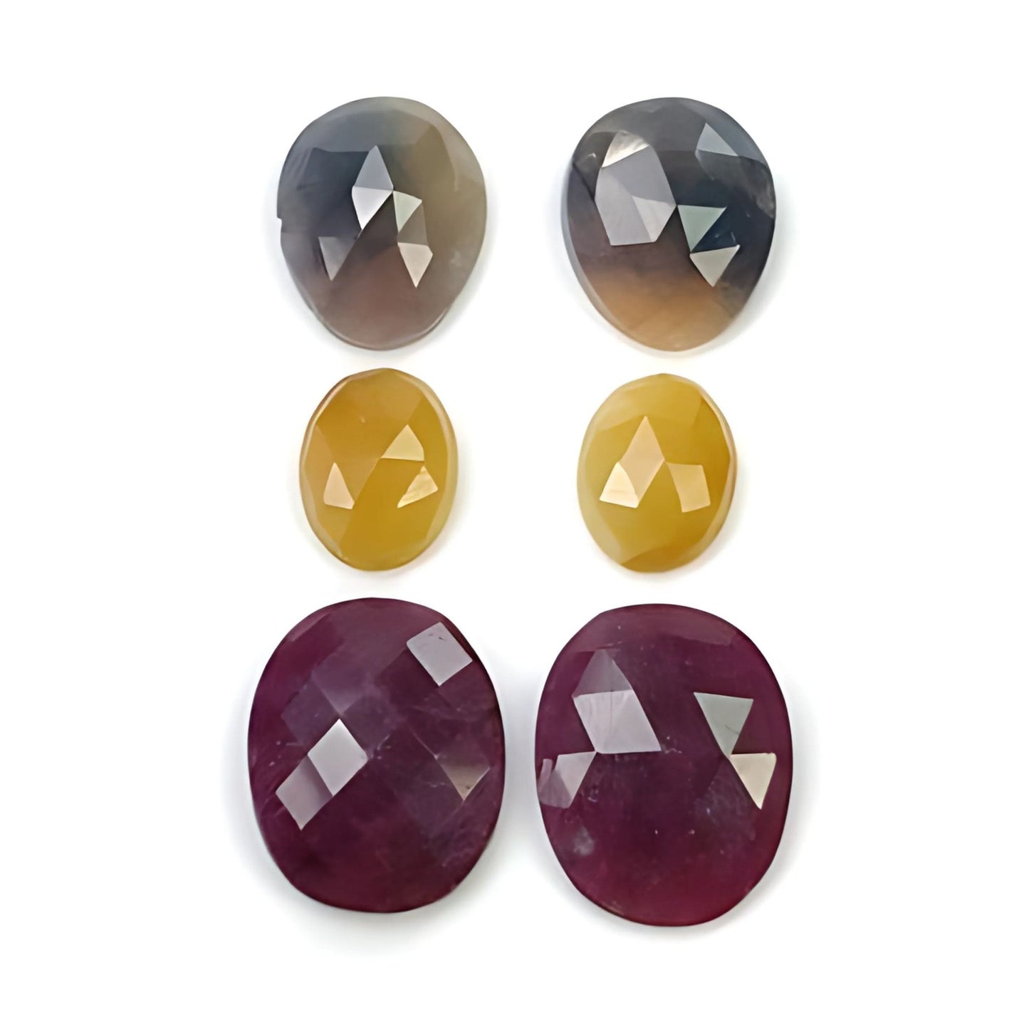red ruby, ,multi sapphire oval shape rose cut