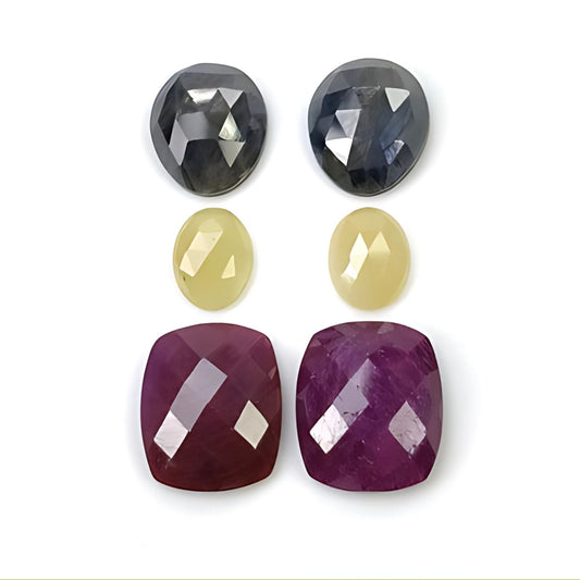 ruby, sapphire cushion rose cut