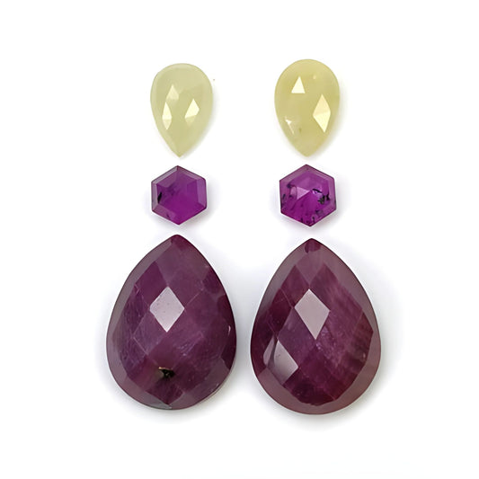 ruby, sapphire pear rose cut