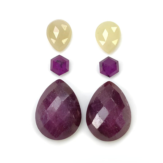 ruby, sapphire pear rose cut