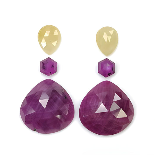 ruby, sapphire pear rose cut