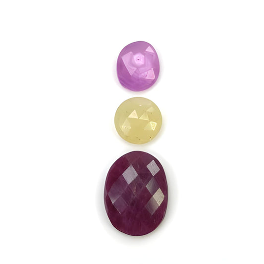 ruby, multi sapphire oval, round rose cut