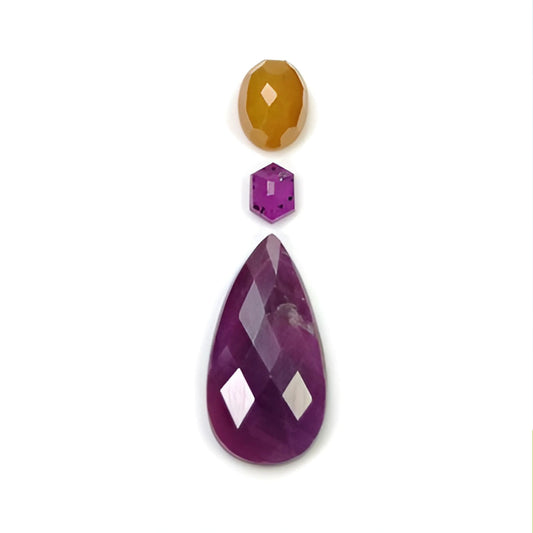 ruby, multi sapphire oval, pear rose cut