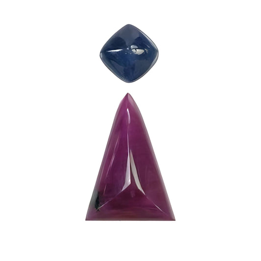ruby, sapphire fancy faceted cut