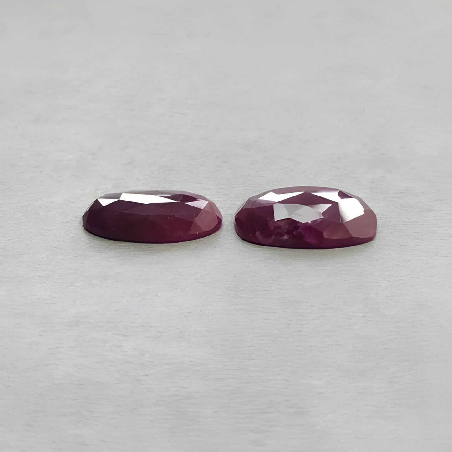 39.30cts Red Ruby Rose Cut Natural Untreated Gemstone Oval, Cushion Shape 2pcs for Jewelry
