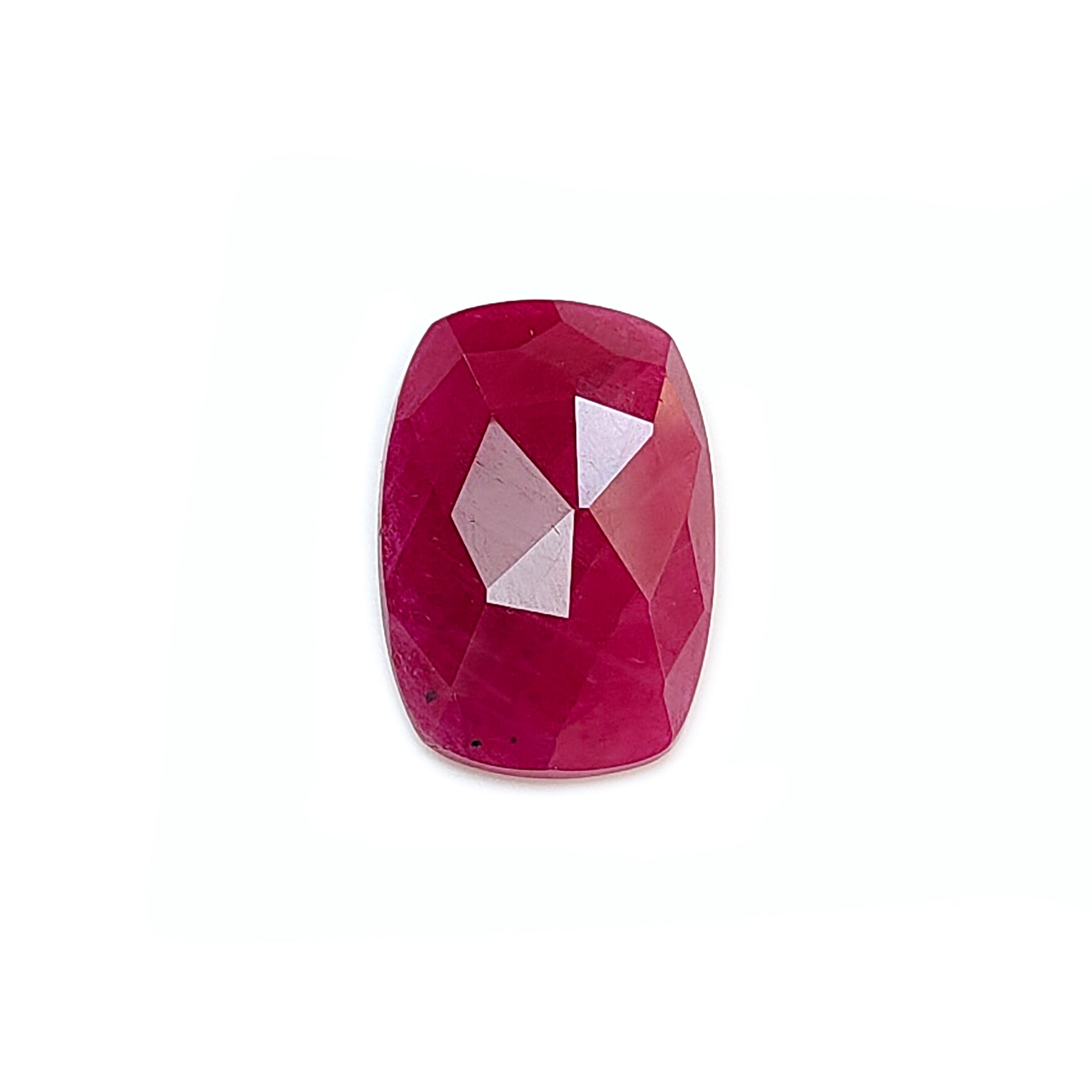 red ruby cushion faceted cut