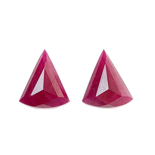 Ruby Gemstone Step Cut: 26.10cts Natural Untreated Unheated Red Ruby Triangle Shape 19*16mm Pair for Jewelry July Birthstone
