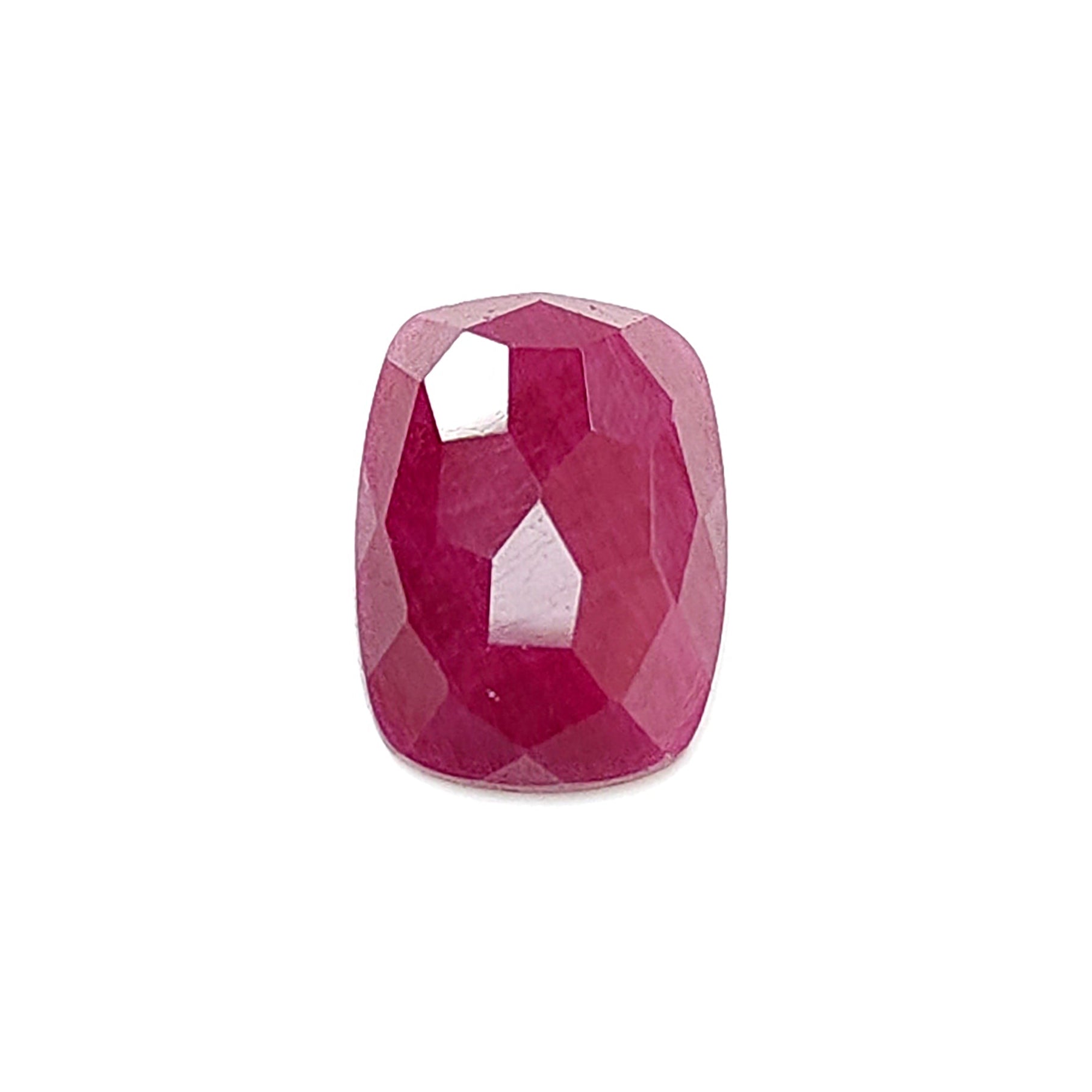 red ruby cushion faceted cut