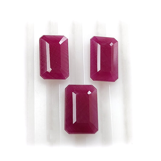 red ruby baguette faceted cut