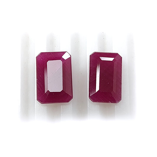 red ruby baguette faceted cut