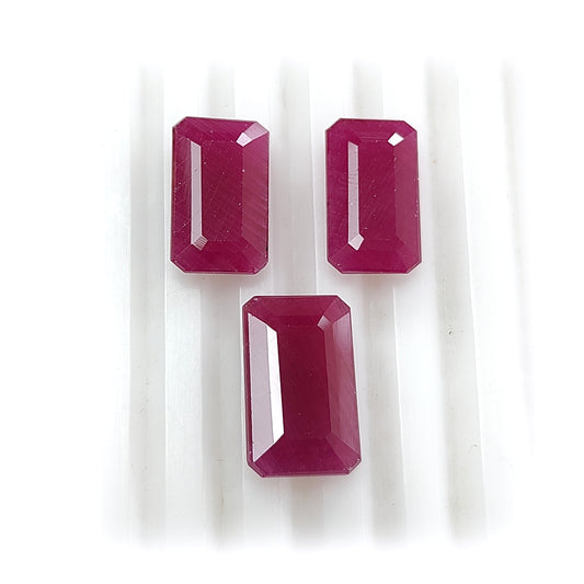 red ruby baguette faceted gemstone