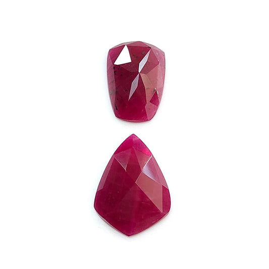 Ruby Gemstone Step Cut: 22.70cts Natural Untreated Unheated Red Ruby Fancy Shape 17*12mm - 21*15mm 2pcs for Jewelry July Birthstone