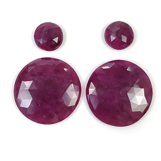 red ruby round rose cut slices