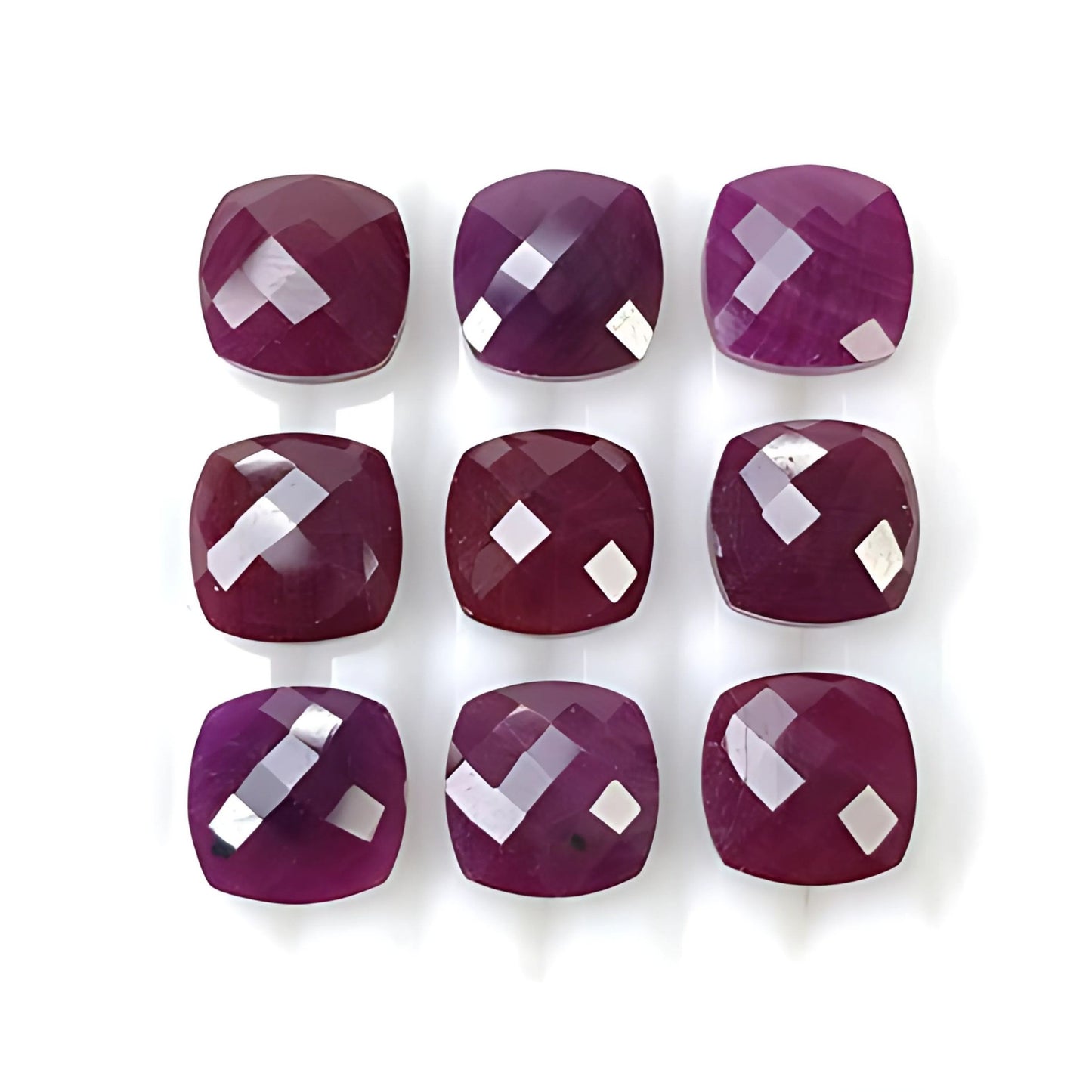 red ruby cushion checker cut