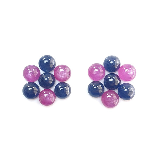 ruby, sapphire round shape cabochon