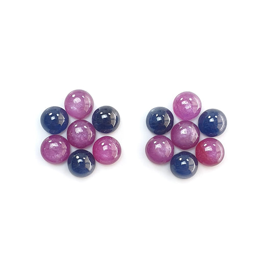 ruby, sapphire round cabochon