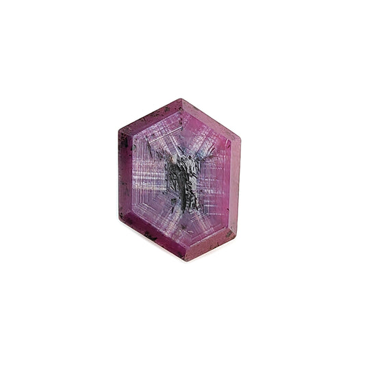 ruby trapiche hexagon flat slices
