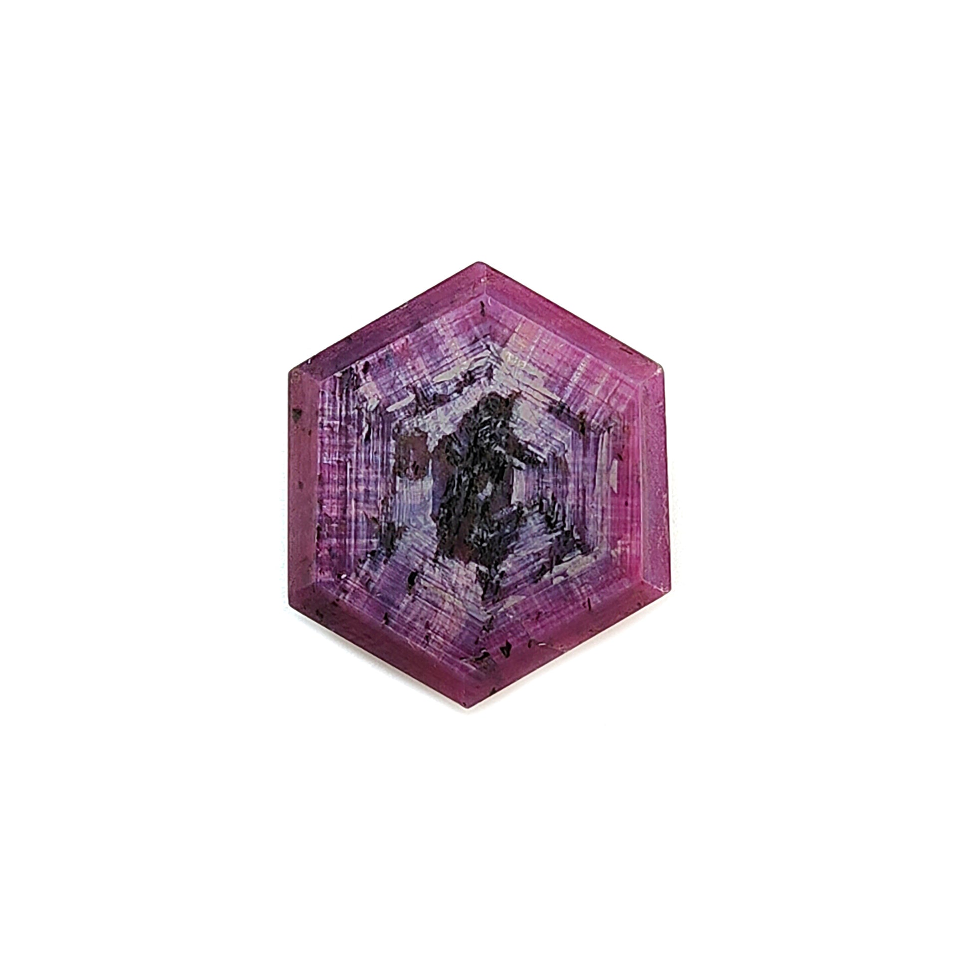 ruby trapiche hexagon flat slices