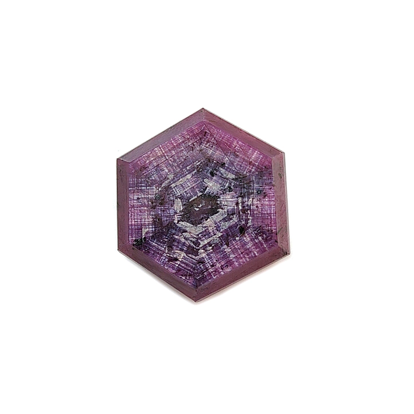 ruby trapiche hexagon flat slices