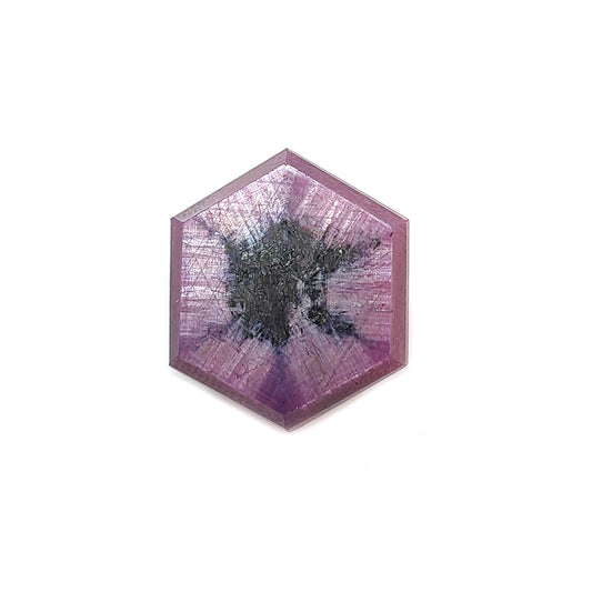ruby trapiche hexagon flat slices