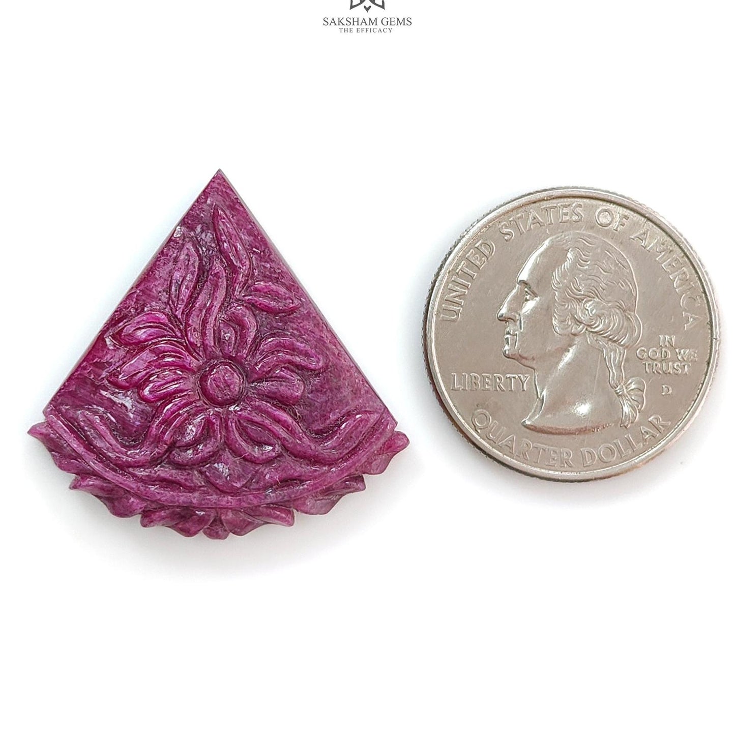 Ruby Gemstone Carving : 37.20cts Natural Untreated Unheated Red Ruby Hand Carved Triangle Shape 30*31mm 1pc