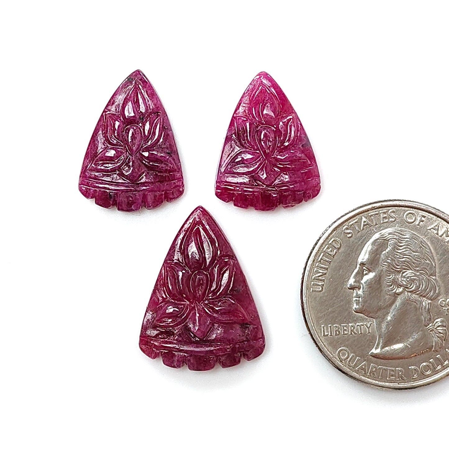 Ruby Gemstone Carving : 28.80cts Natural Untreated Unheated Red Ruby Hand Carved Pear Shape 18*13mm- 21*16mm 3pc Set For Jewelry