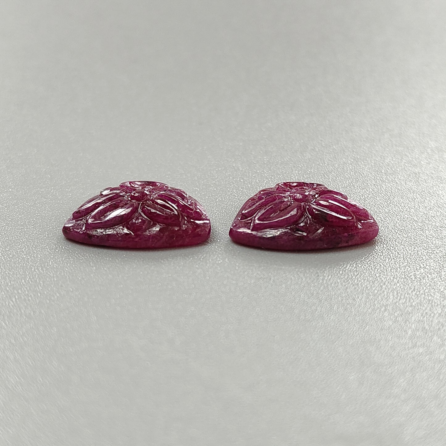 Ruby Gemstone Carving : 19.20cts Natural Untreated Unheated Red Ruby Hand Carved Uneven Shape  13mm-17mm Pair