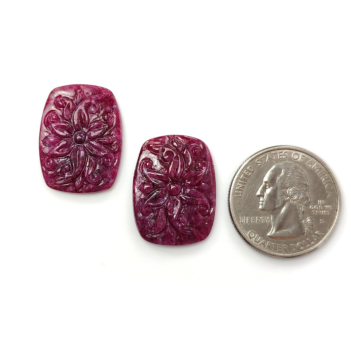 Ruby Gemstone Carving : 36.80cts Natural Untreated Unheated Red Ruby Hand Carved Cushion Shape 24*18mm For Jewelry