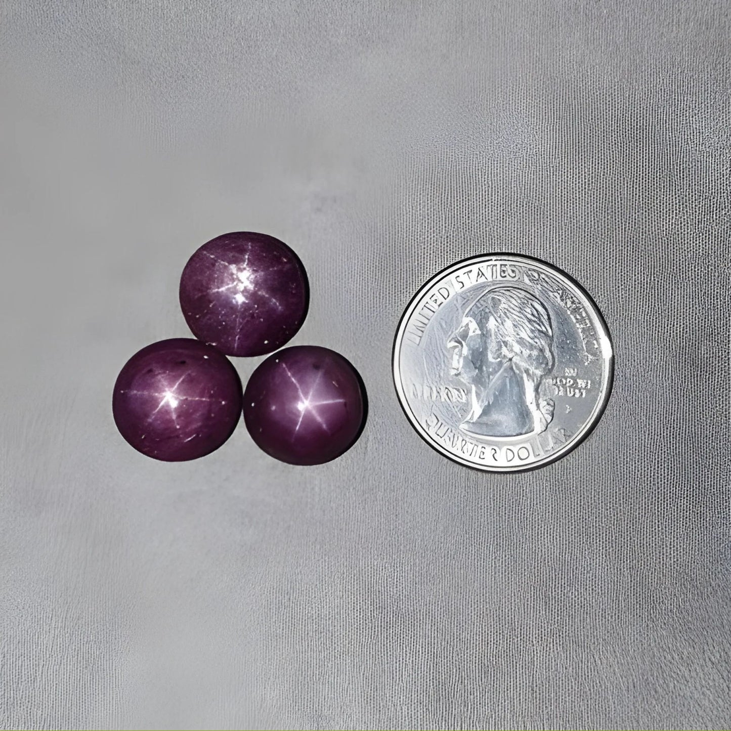 48.00cts Natural Untreated Star Ruby Gemstone Round Shape Cabochon 12.5mm - 13.5mm 3pcs