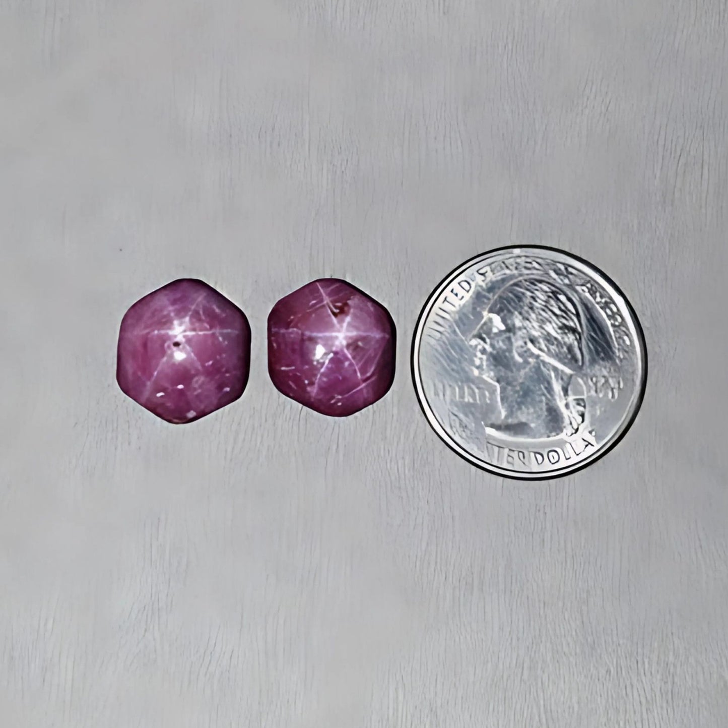 24.35cts Natural Untreated Star Ruby Gemstone Hexagon Shape Cabochon 14*13mm - 14.5*13mm 2pcs
