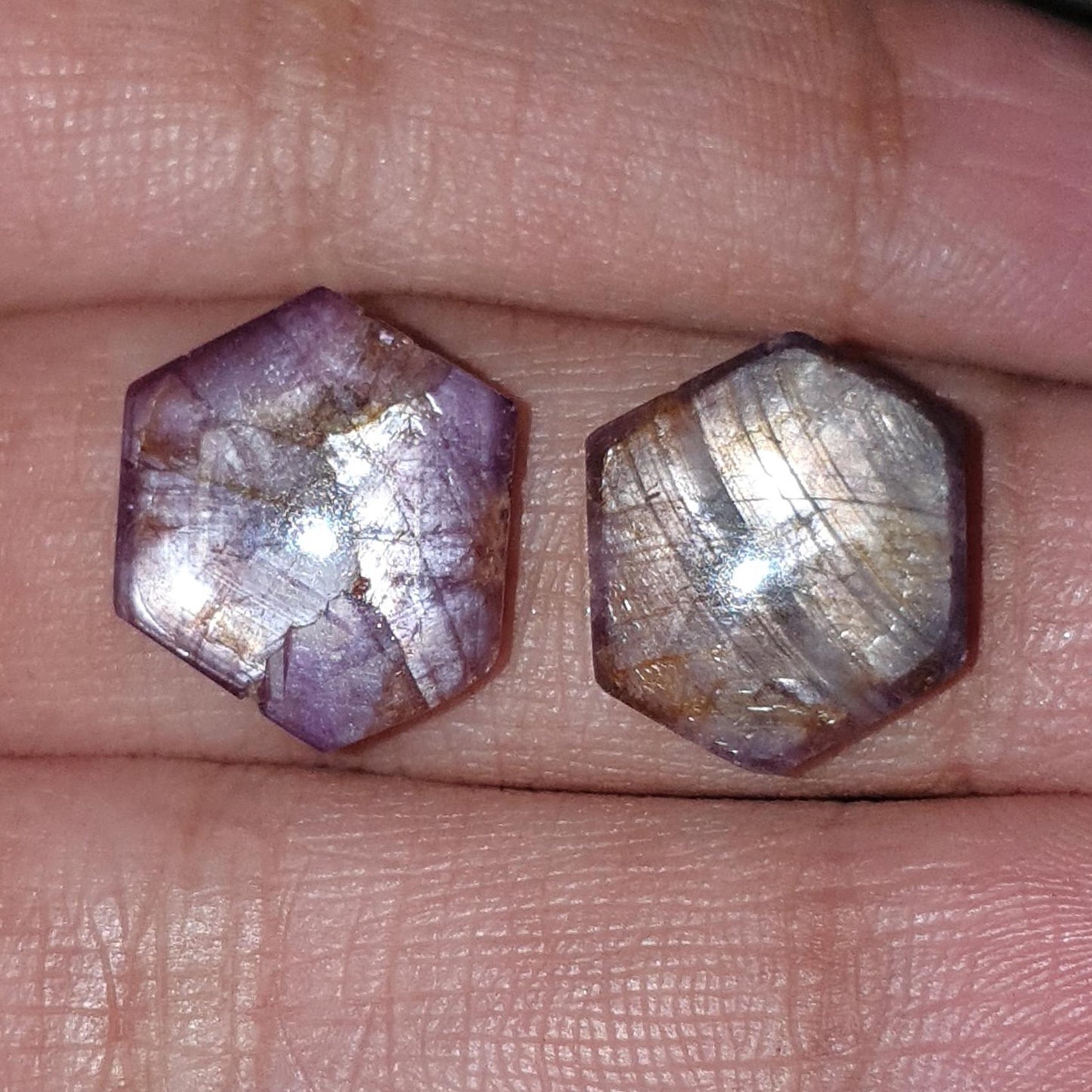Fire Ruby Trapiche Hexagon Cabochon Gemstone : 19.30cts Natural Unheated Fire Ruby Trapiche Hexagon Cabochon 15*13mm -14*13mm 2pc For Jewelry