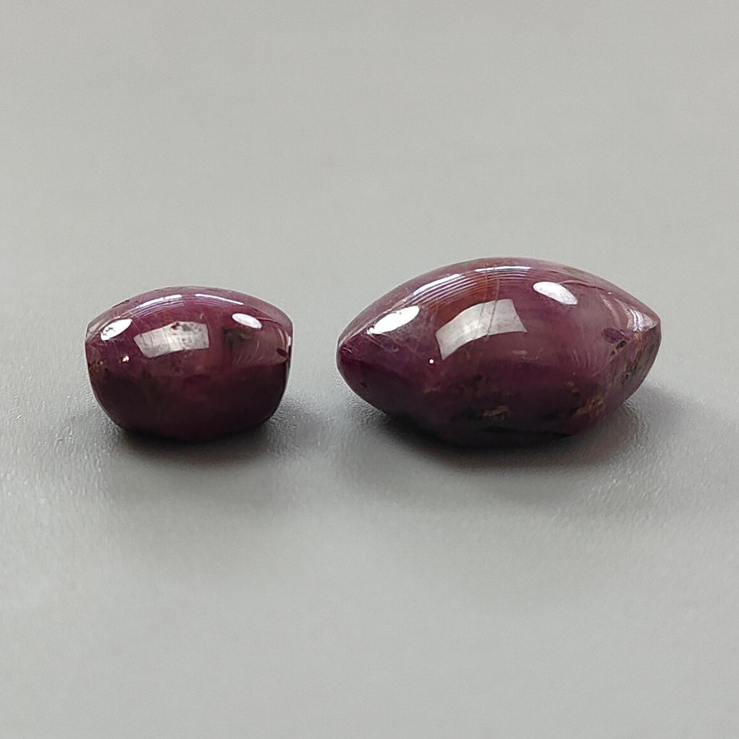Star Ruby Gemstone Cabochon: 34.40cts Natural Untreated Unheated 6Ray Star Ruby Hexagon Shape 12*11mm - 19*15mm 2pcs Set July Birthstone
