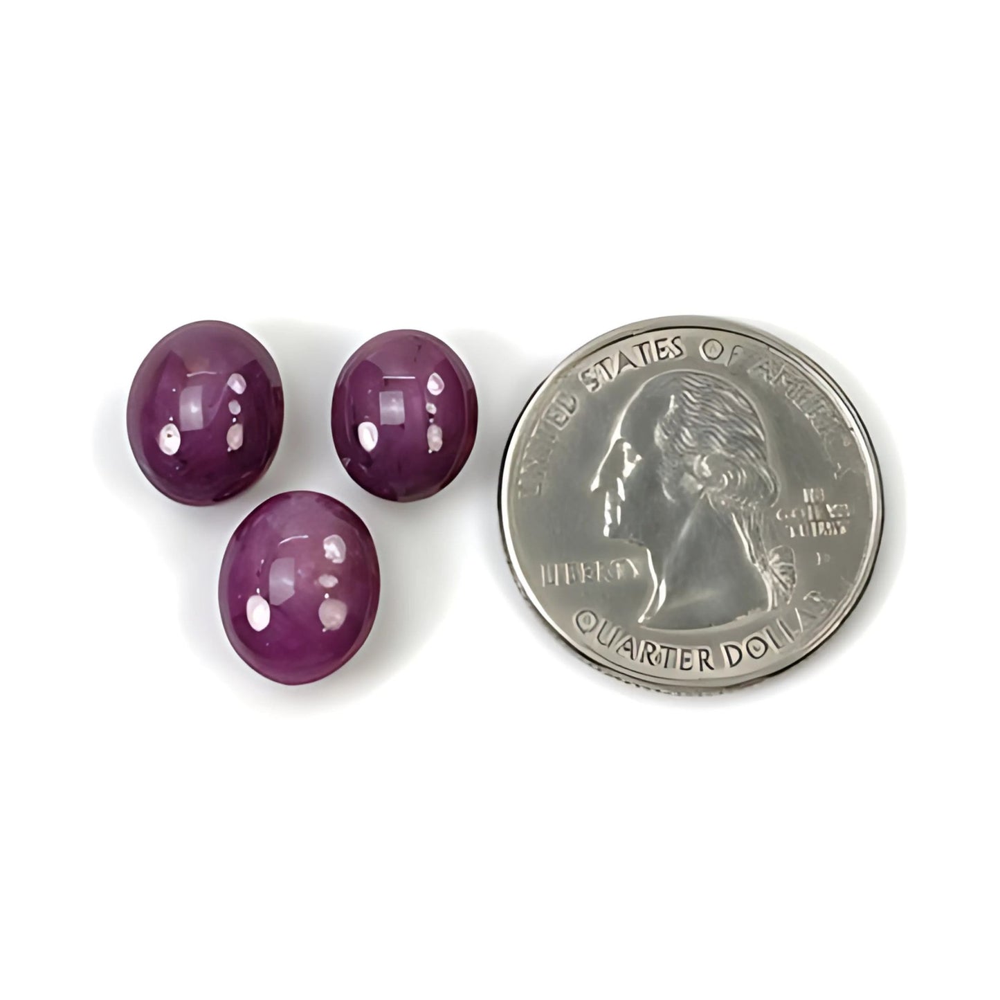 25.65cts Natural Untreated Star Ruby Gemstone Oval Shape Cabochon 11*9.5mm - 12*10mm 3pcs