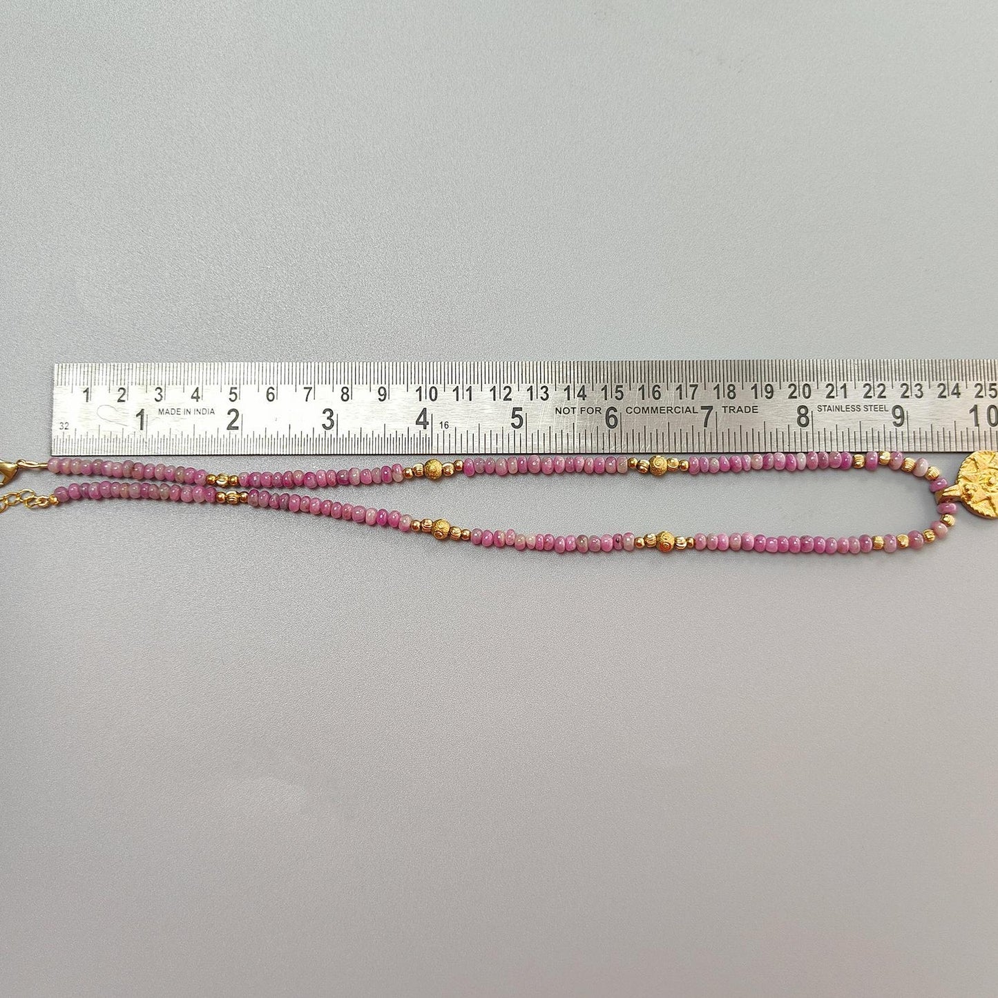 Zoisite Ruby Necklace Earring Jewelry Set: 25.48gms Natural Untreated Ruby Round Plain Brass Jewelry Set 4mm - 5mm 20"