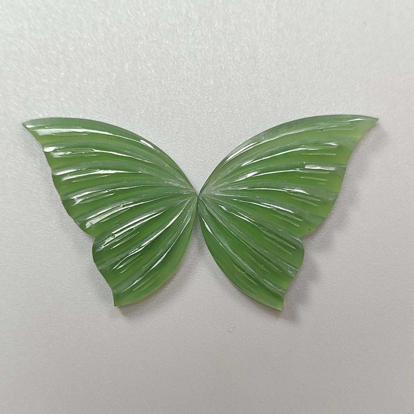 Antigorite Serpentine Gemstone Carving: Natural Untreated Unheated Serpentine Hand Carved Butterfly Pair for Jewelry