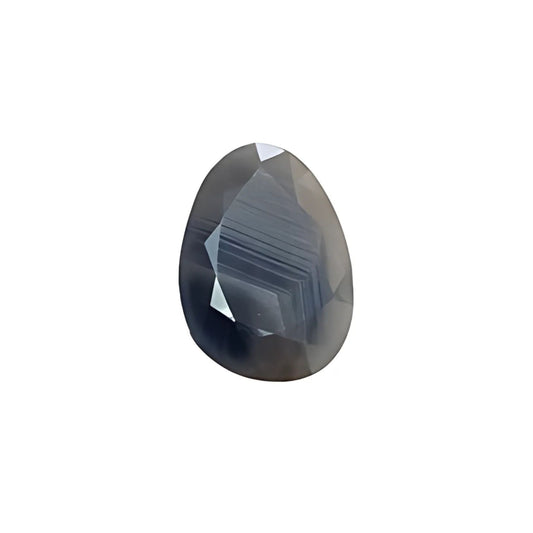 silver sapphire faceted cut egg shape
