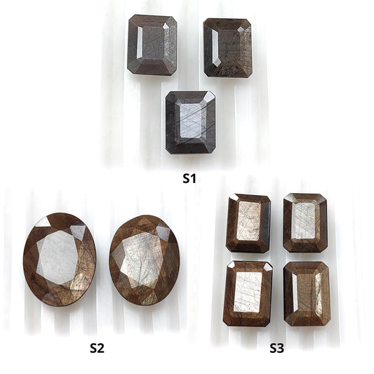 Golden Brown, Gray Sapphire Faceted Cut
